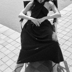 Zara - Linen Blend Halter Style Midi Dress